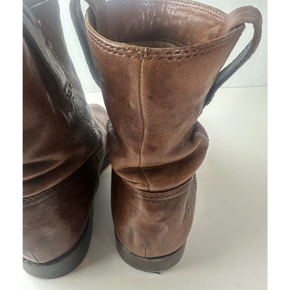 Frye Anna Shortie Leather Pull On Ankle Boots Camel Brown Size 6.5 M 3471055 - Picture 11 of 16